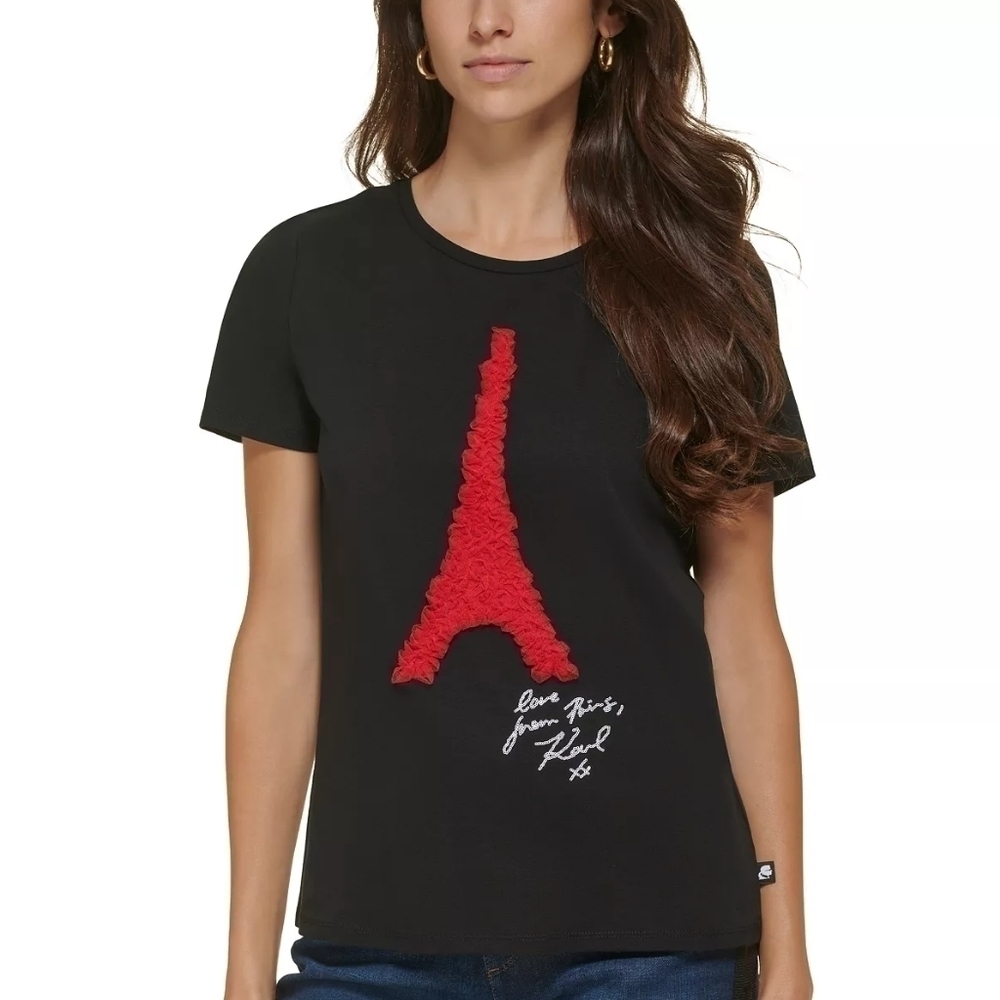 Karl Lagerfeld Paris Eiffel Tower T-Graphic Shirt top